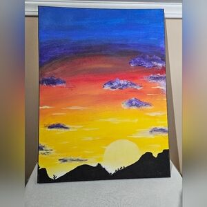 Original Desert Sky Sunset Painting | 18x24